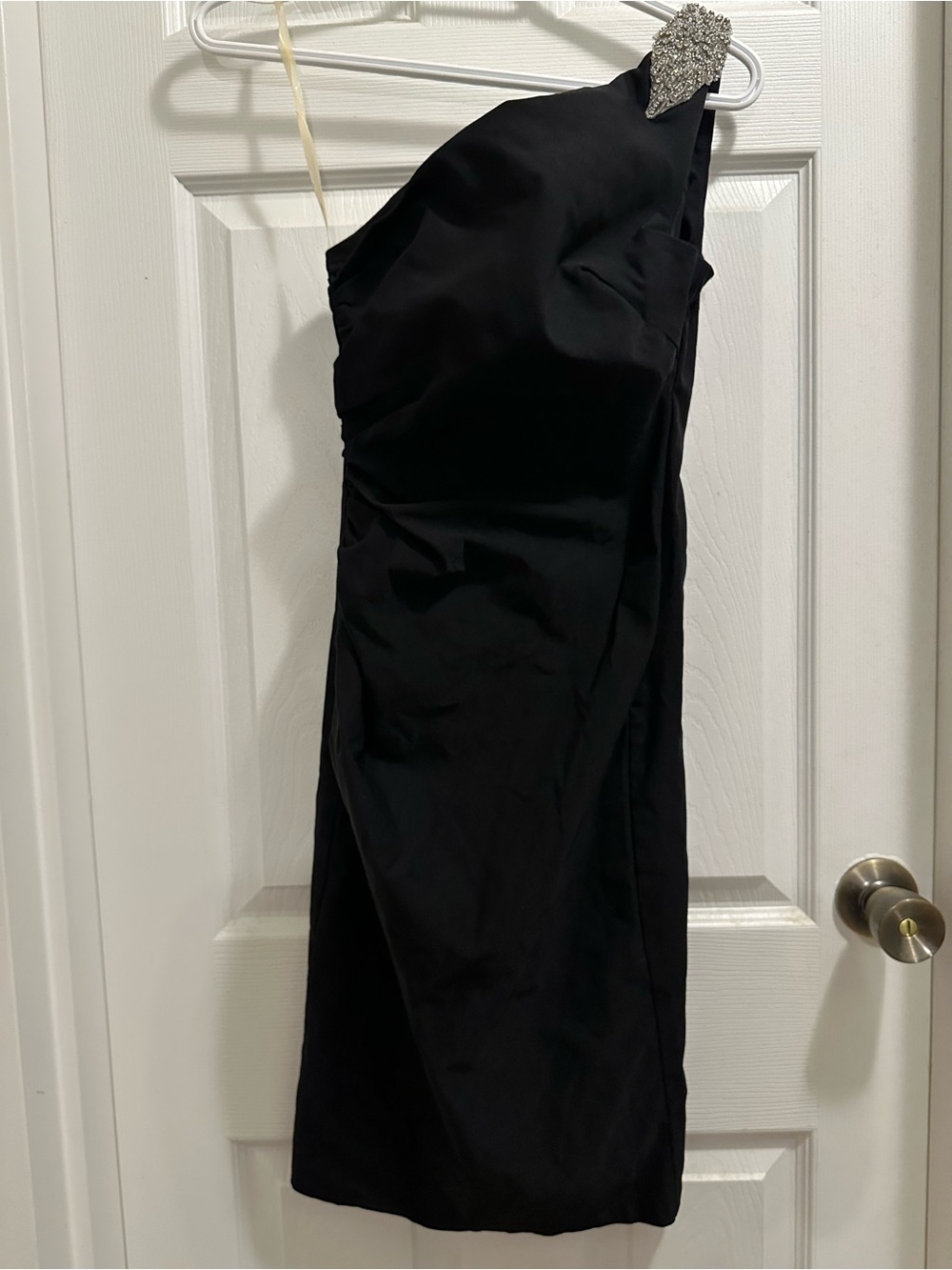 Pinup Couture Black One-Shoulder Cocktail Dress with Rhinestone Accent